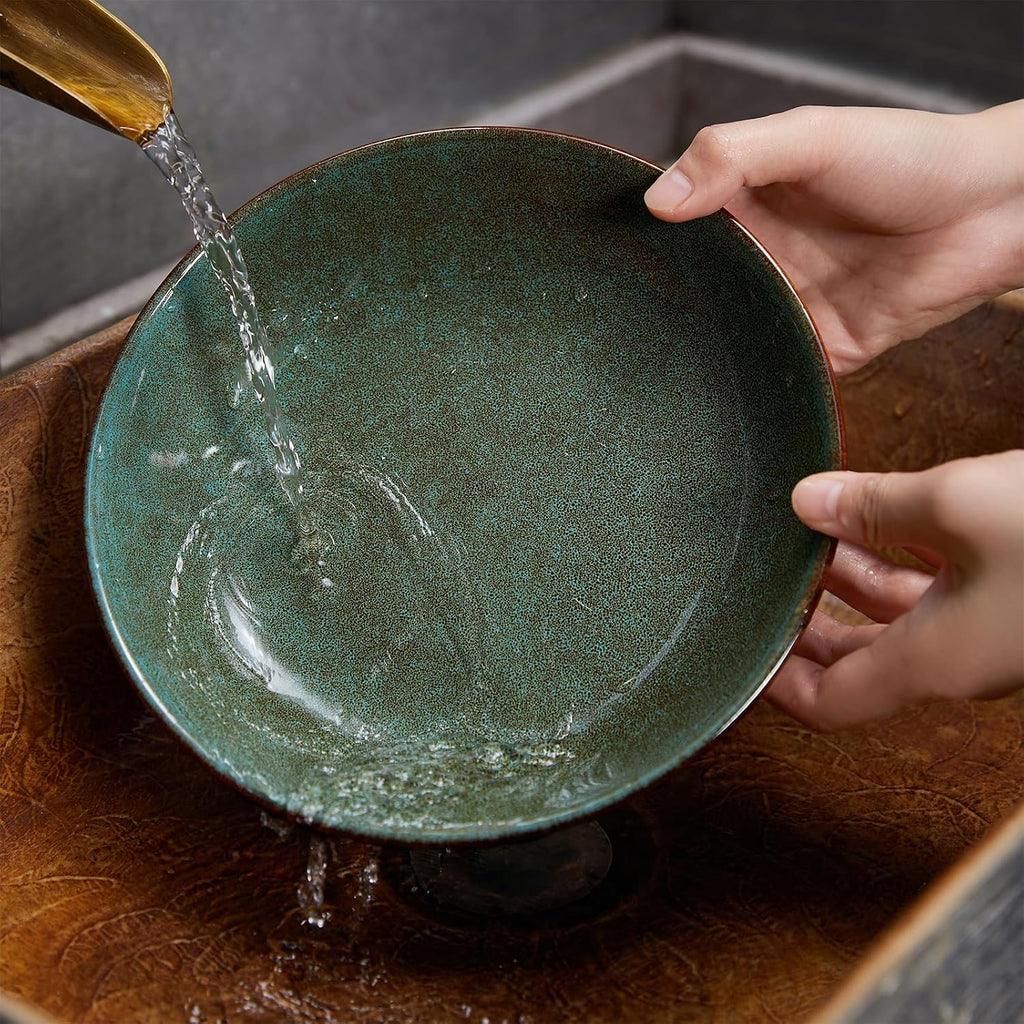 8.75 Inch Large Ceramic Pasta Bowls, 32 Oz Reactive Glaze Stoneware Pasta Serving Bowls Set of 4 , Wide Bowls for