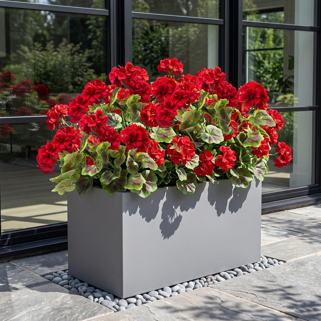 16 Pcs Artificial Geraniums for Outdoor Christmas Decor, Red