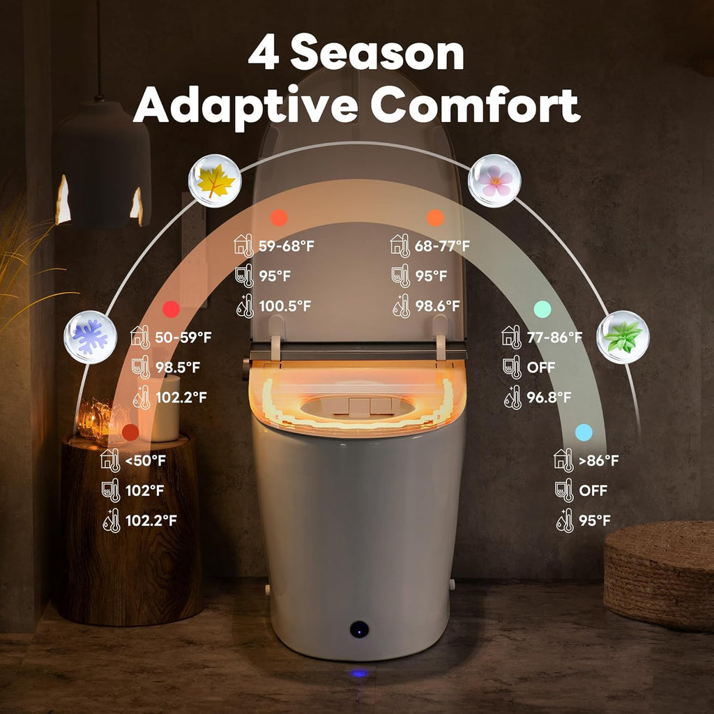 Smart Toilet with Bidet Built in, Auto Open/Close Lid,1000g MaP Flush, Heated Seat & Foam Dispenser