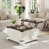Farmhouse Lift Top Coffee Table, Square Wood Center Table with Large Hidden Storage Compartment