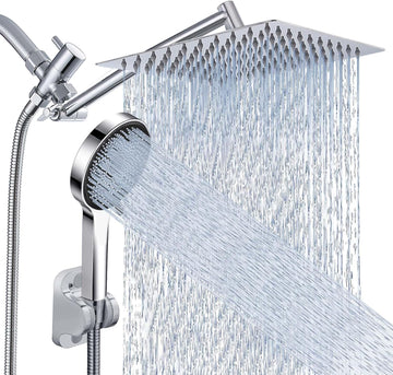 Shower Head, Rain Shower Head with Handheld Spray Combo, 10 Inch Adjustable High Pressure Rainfall Shower Head