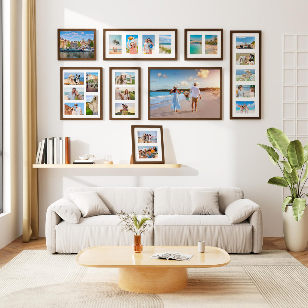 4 4x6 Picture frames Collage Wall Decor with Mat, Brown