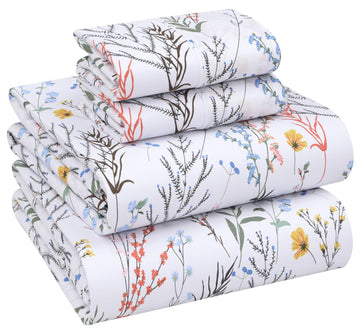 100% Cotton Percale King Sheets, King Size Sheets Set, Aroma