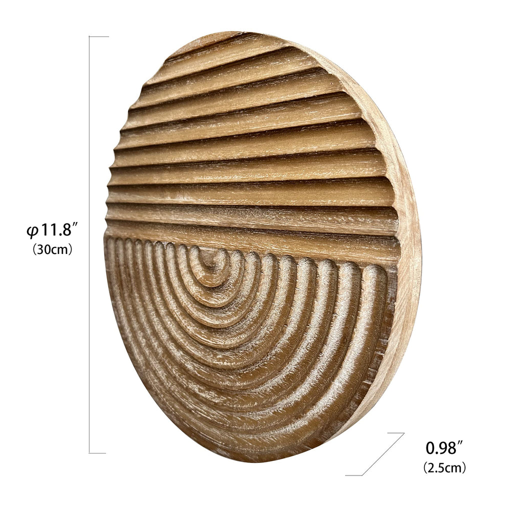 Hand-carved Wood Wall Decor featuring Artistic Round Design for Farmhouse and Country-style Interiors | Wall Art