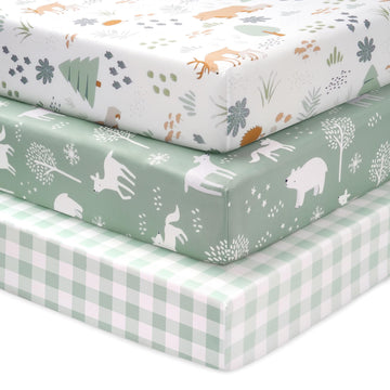Baby Crib Sheets for Boys, 3 Pack Fitted Crib Sheets Neutral 52"x28"