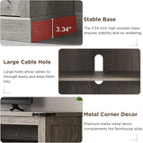 Farmhouse Fireplace TV Stand for TVs up to 65+ Inches, 33 Inch Tall Highboy Entertainment Center with 23 Inch Electric Fireplace and Sliding Barn Door, Rustic Oak