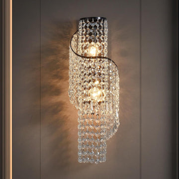 K9 Crystal Wall Sconces, Adjustable 3-Color LED Wall Light with Titanium Black Metal Frame, Modern Living
