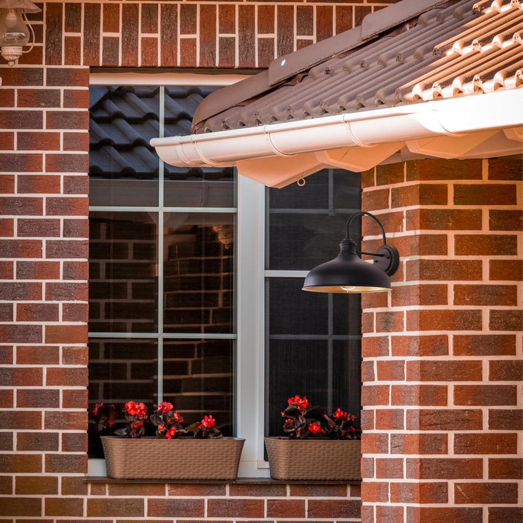 12" Outdoor Gooseneck Barn Light for Patio, Large Farmhouse Wall Mount Lights for Garage