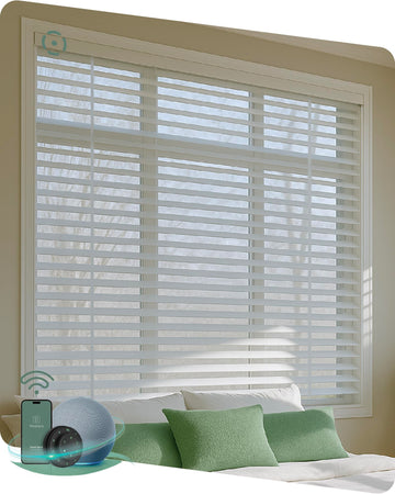 Motorized Natural Wood Blinds with Remote, Smart Venetian Blinds