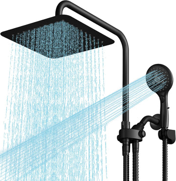 High Pressure Rainfall Shower Head with Handheld Combo: Upgrade Dual Shower Head with 10 Inch Fixed Rain Showerhead