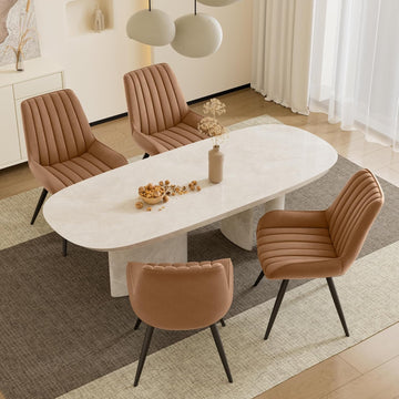 Dining Chairs Set of 4, Mid Century Modern Kitchen Chairs with Soft Cushion, Comfortable Upholstered Fabric Dining