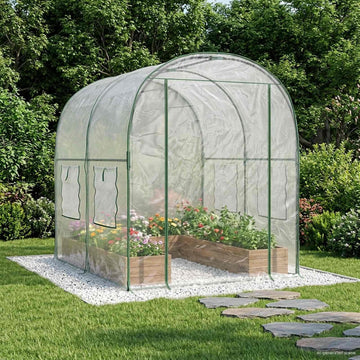 Portable Greenhouse Garden, PVC Plant Growing Cover with Powder-Coated Steel Frame, 62.99 x 78.74 x 75.79 in
