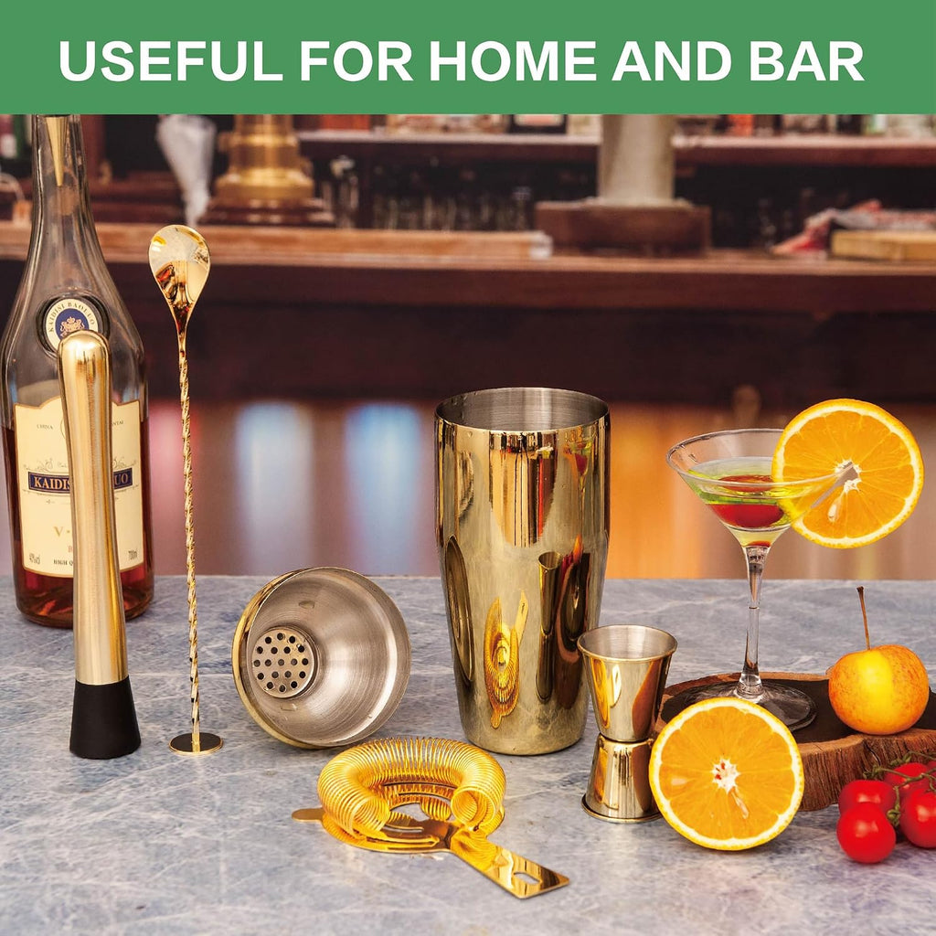 Cocktail Shaker Set Bartender Kit, Bar Set Stainless Steel Bar Tools Set for Professional Bartender and Home - Set of 5