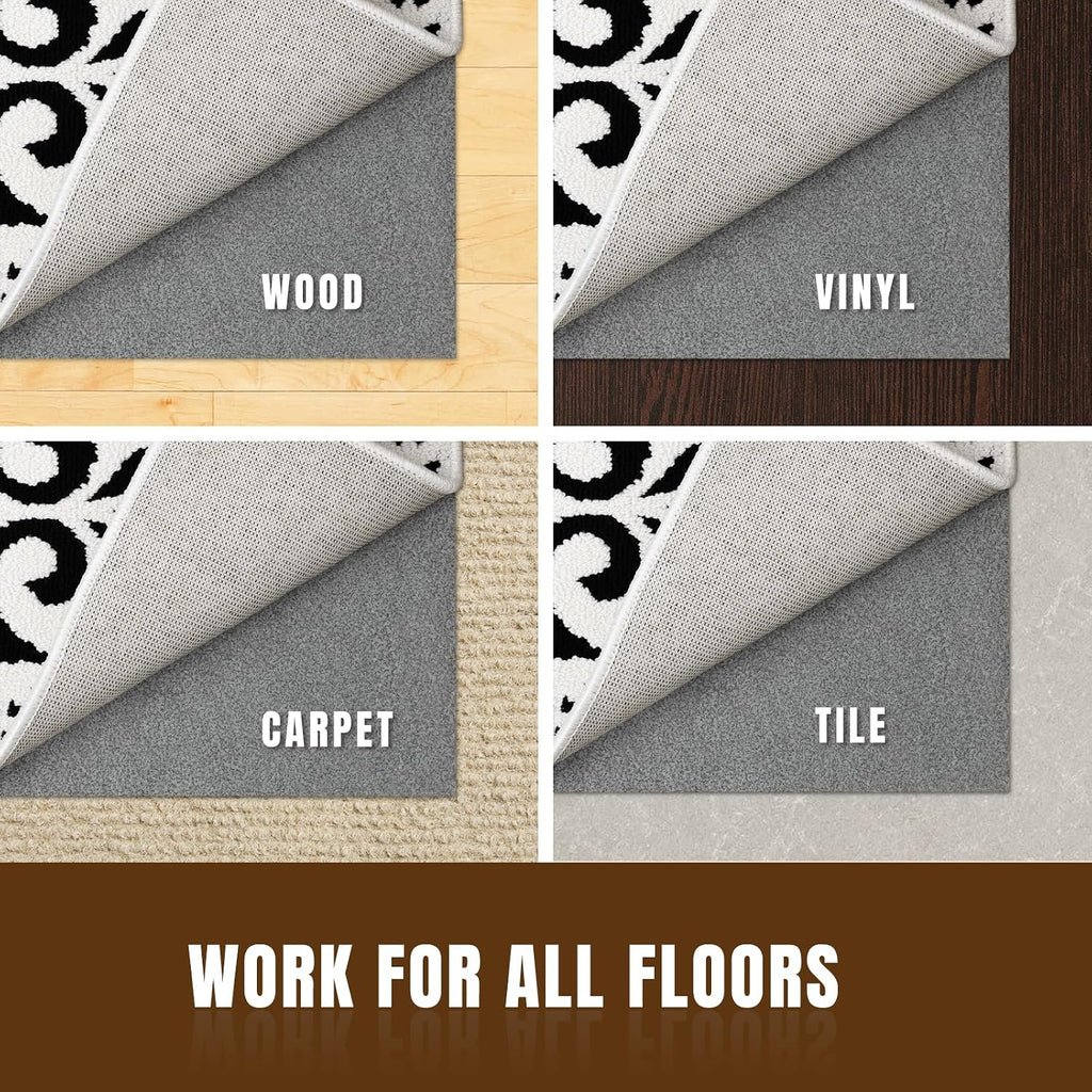 2' x 10' Non Slip Rug Pad, 1/8" Felt Rubber Protective Padding - Set of 20