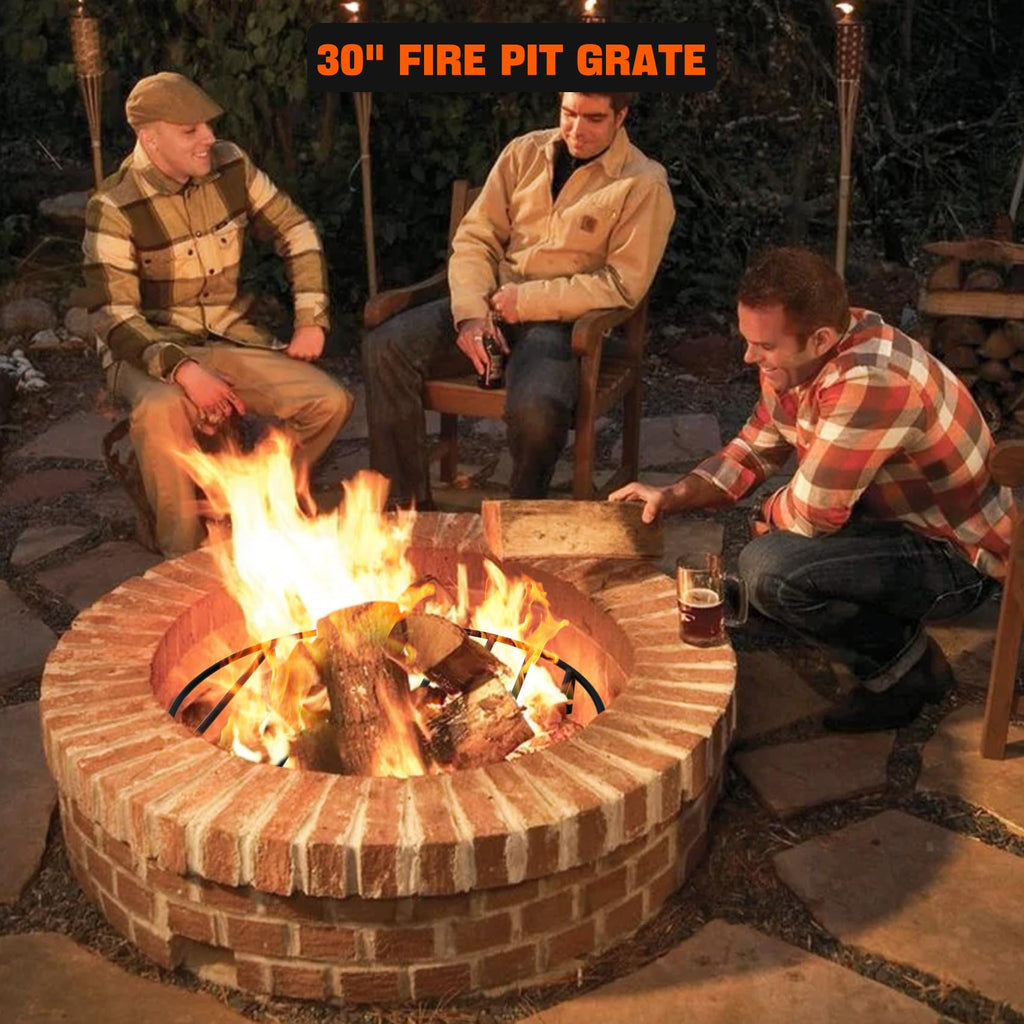Heavy Duty Fire Pit Grate with High Temp Coating & Removable Legs