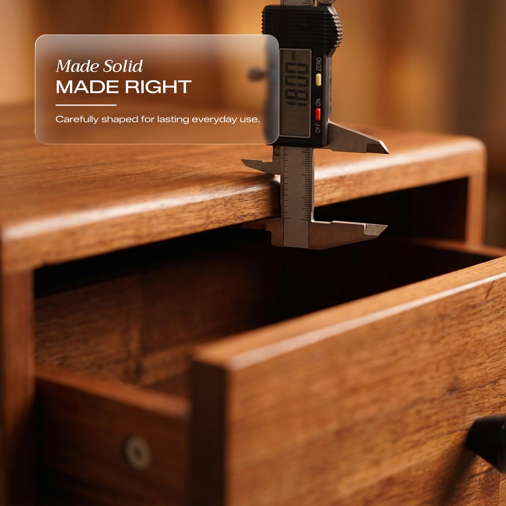 Sofia Nightstand with Drawer, Bedside Table, Solid Wood Bedside End Table with Drawer and Storage Space, Caramel