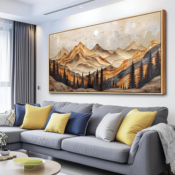 Large Framed Wall Art Decoration Abstract Wall Paintings Mountain Landscape Pictures Nature Forest Office Artwork