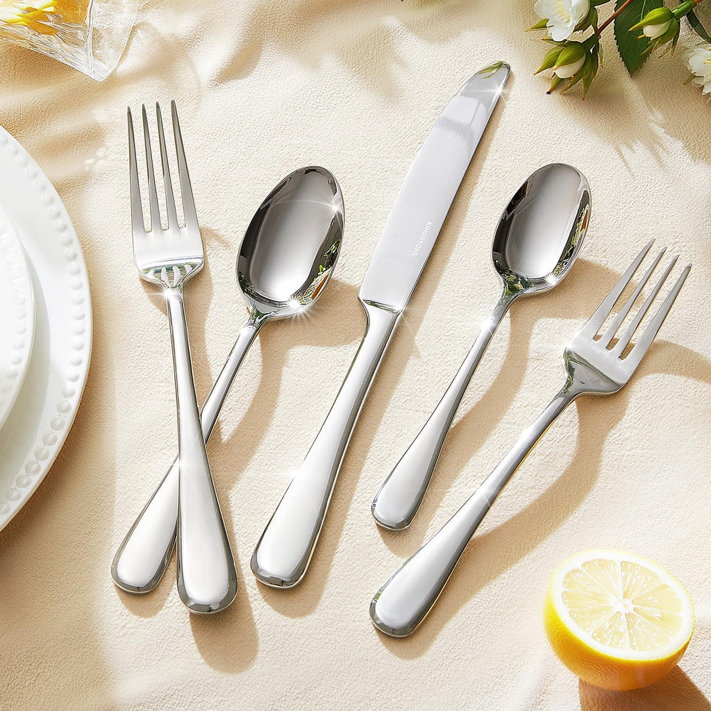 45 Pieces Silverware Set for 8, Premium Stainless Steel Flatware Set with Serving Utensils