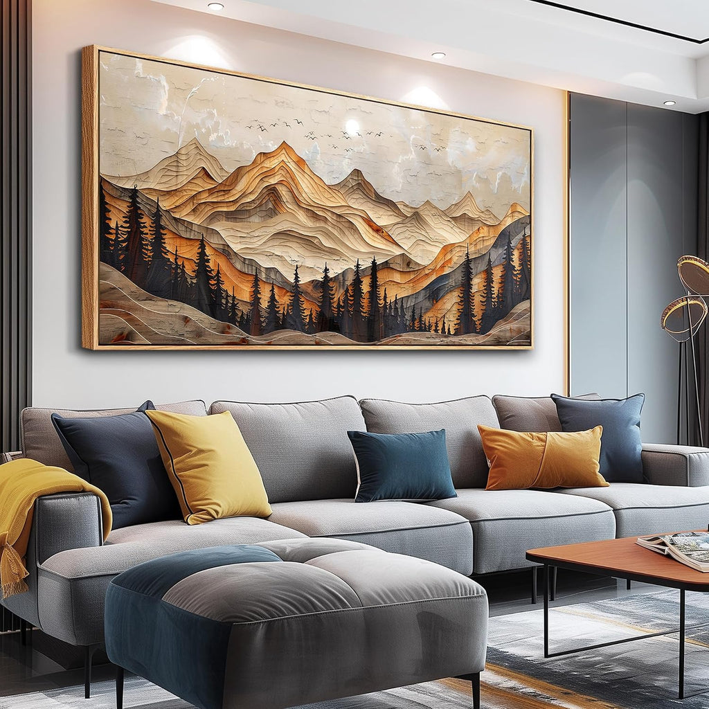 Large Framed Wall Art Decoration Abstract Wall Paintings Mountain Landscape Pictures Nature Forest Office Artwork