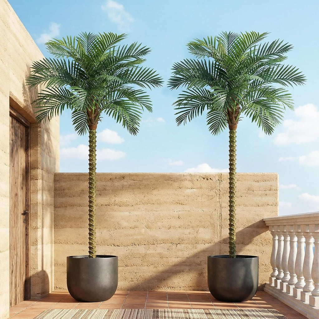 9ft Artificial Palm Trees, UV Resistant, Set of 2