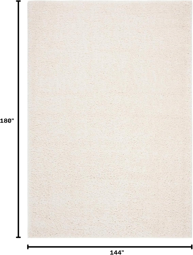 August Shag Collection X-Large Area Rug - 12' x 15', Ivory, Solid Design, Non-Shedding & Easy Care, 1.2-inch Thick
