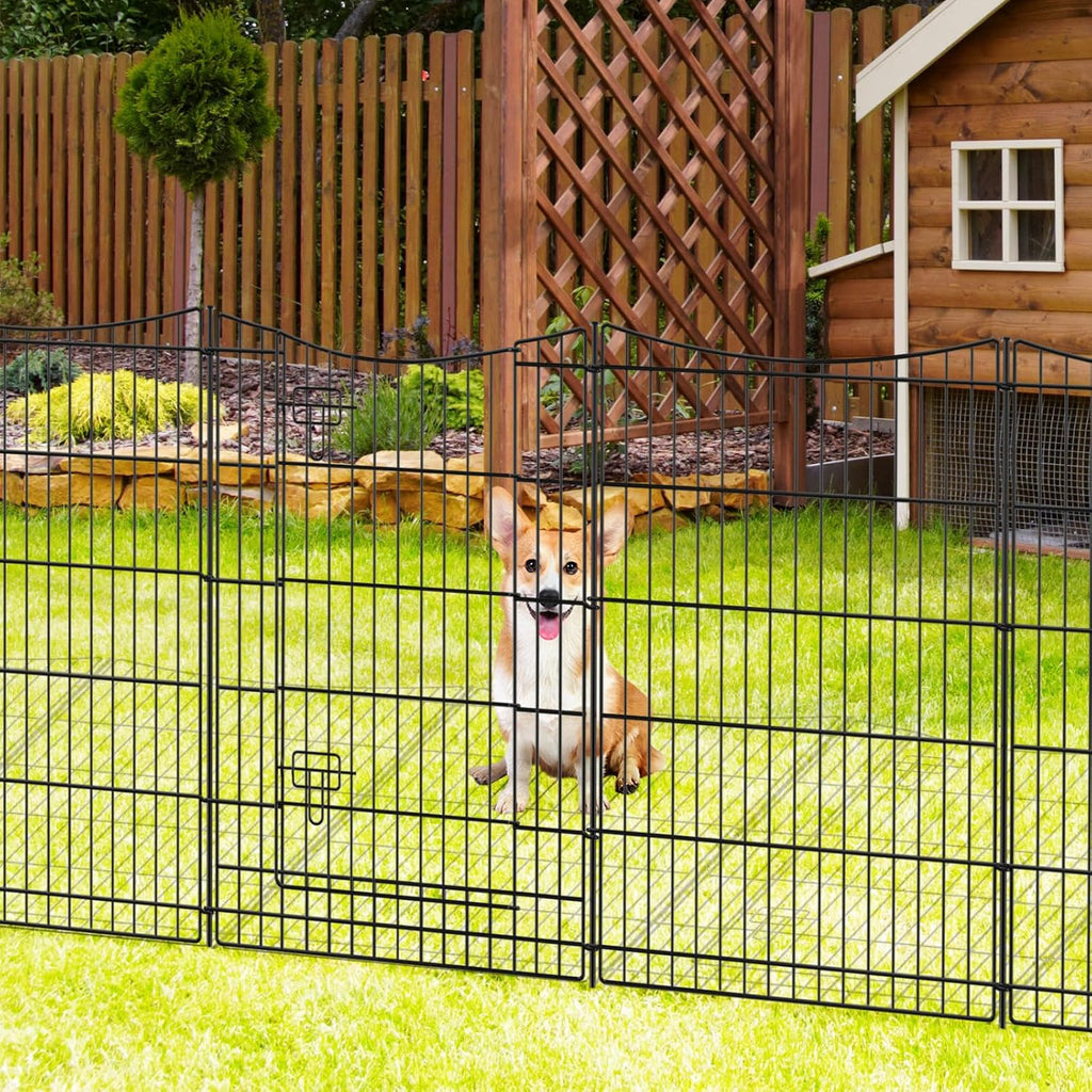 Decorative Garden Fence 12 Panels 26ft(L)×36in(H) Metal Garden Fences with 11 Panels + 1 Gate, Animal Barrier Rabbit