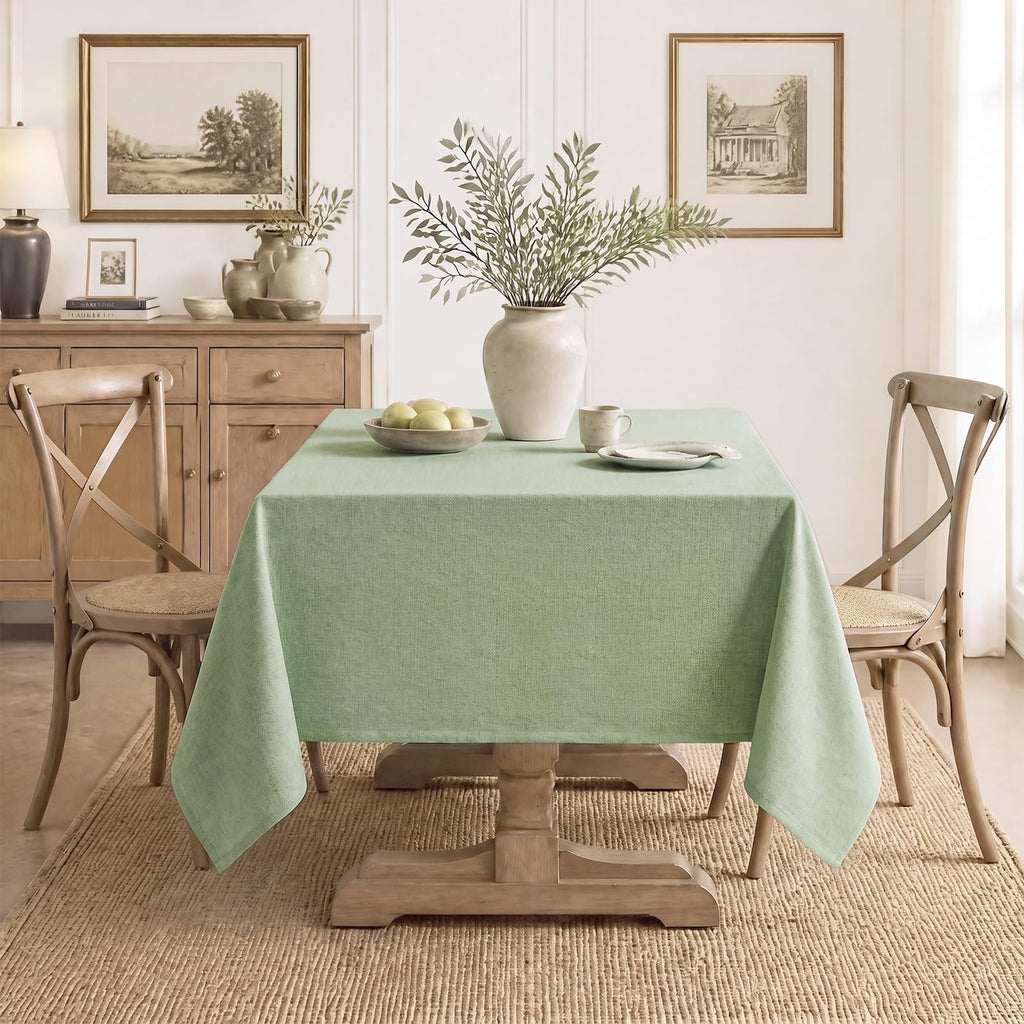Rectangle Tablecloth Linen Textured Waterproof & Stain Resistant Table Cloth Wrinkle Free Decorative Fabric Farmhouse