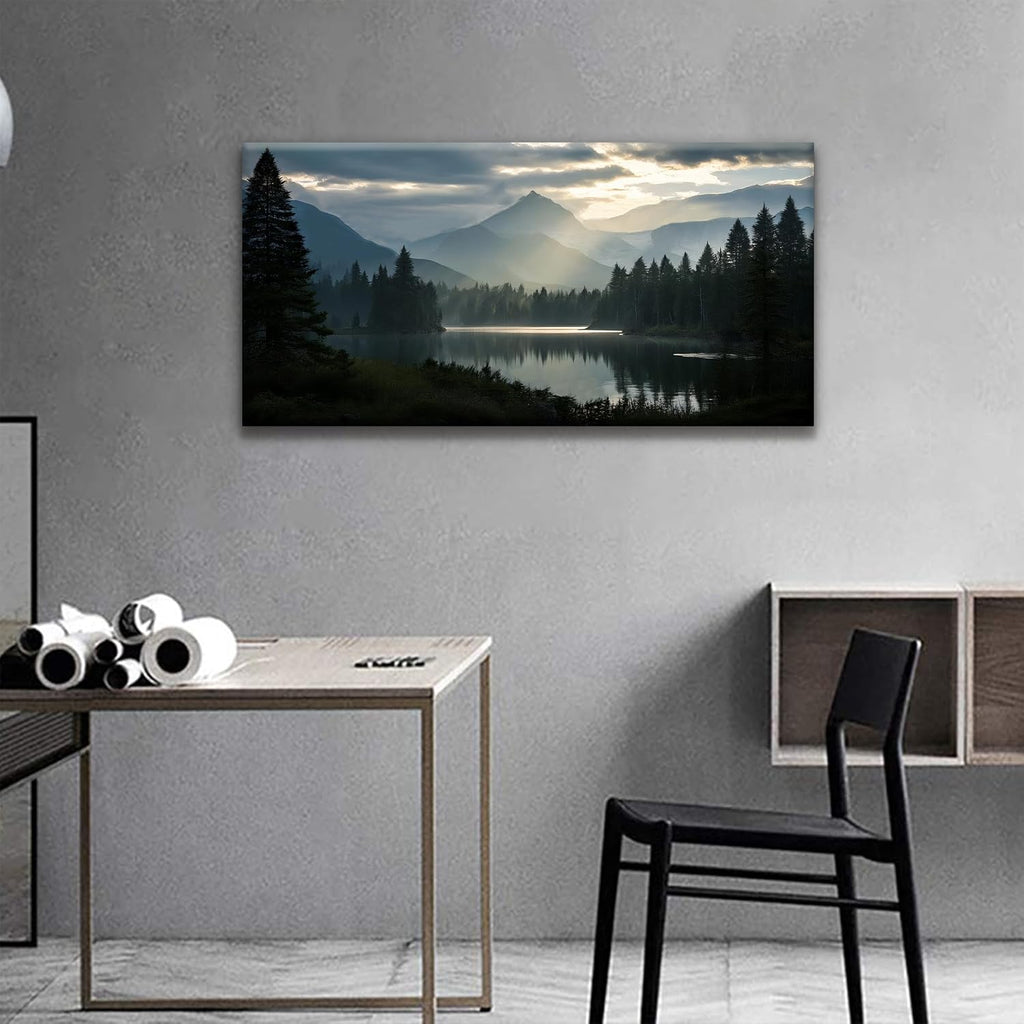 Canvas Art Wall Decor Wall Art Modern Office Wall Decorations Forest River Landscape Paintings Pictures Artwork