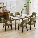 Wooden Dining Chairs Set of 2, Mid-Century Modern Chenille Upholstered Kitchen Chairs with Solid Wood Legs, Farmhouse Dining Room Chairs, Green