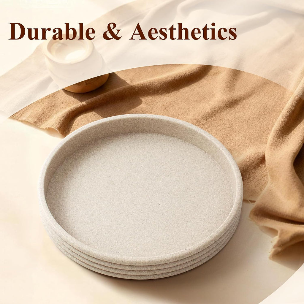 Round Decorative Tray, Modern Coffee Table Tray Decor 11" Resin Beige Tray | 4-Layer Ring Design Home Decor .