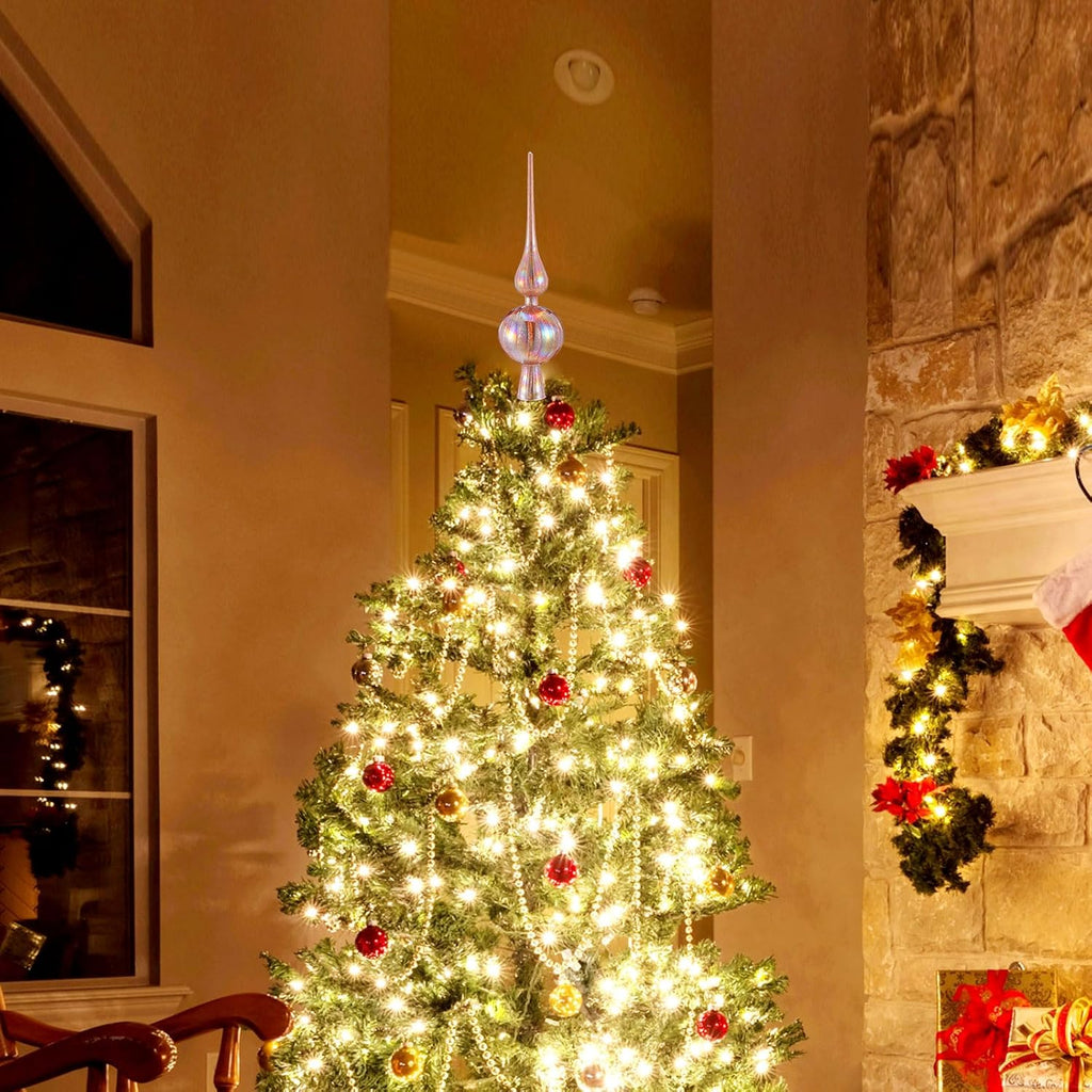 12" Mercury Glass Christmas Tree Topper,Classic,Glitter