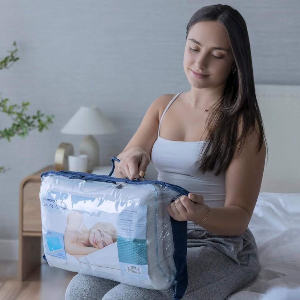 Cooling Pillow for Sleeping, Standard Size Cooling Memory Foam Pillow for Hot Sleepers, Reversible Ergonomic Design