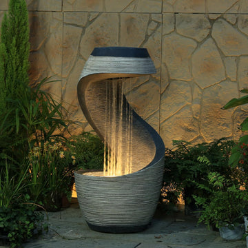 37" Tall S-Shaped Outdoor Waterfall Fountain - Rainfall Water Fountain