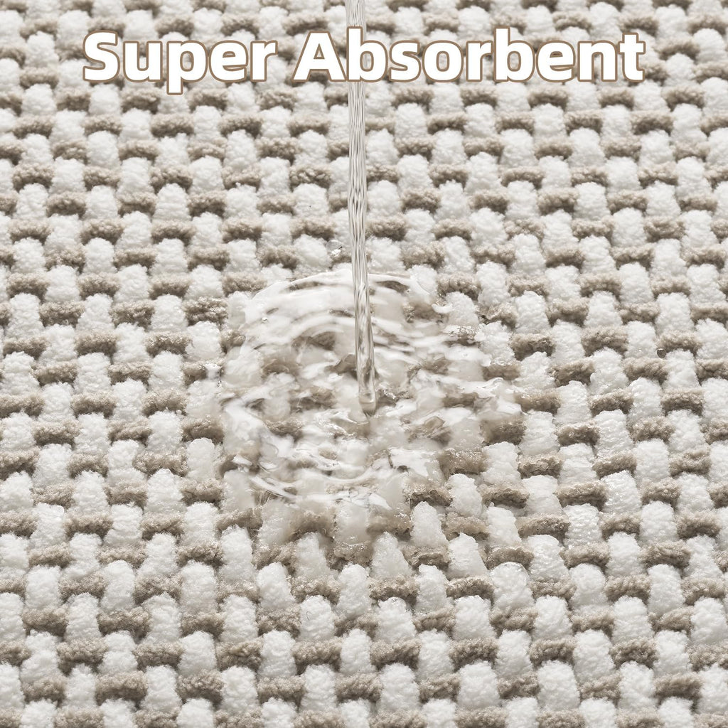 Bath Mat-Super Absorbent Chenille Bathroom Mats-Rubber Backed Bath Mats Non Slip, Easy Clean Bathroom Rugs Front of