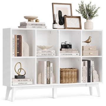 Mid-Century Modern 8-Cube Bookshelf, 47.1 x 9.4 x 30.3 Inch