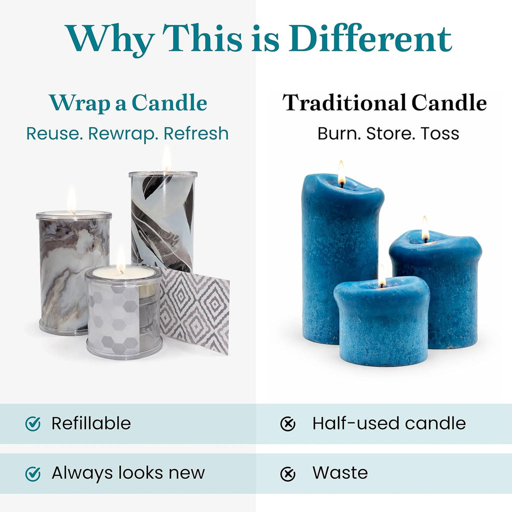 Decorative Candle Holder Set of 3, Table Centerpiece Candle Decor Decor Candles, Reusable Pillar Candle Alternative
