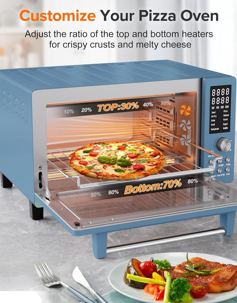 Bravo Pro Smart Air Fryer Toaster Oven Combo, Airfryer Convection Oven Countertop, 10-in-1 Functions with Quicker & Even Crisp Technology, 1800W, 50-450°F, PFAS-Free, 21QT, Cozy Blue