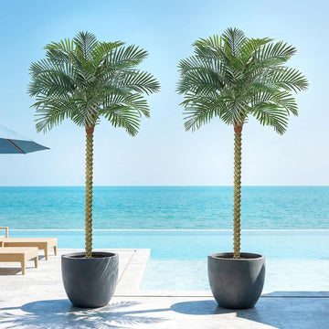 9ft Artificial Palm Trees, UV Resistant, Set of 2