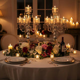 Tall Candle Holders - 2Pcs Gold Candelabra, Metal 5 Arm Candlesticks Party Wedding Aisle Home Decor (Silver x 2pcs)