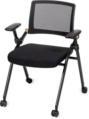 Triton Folding 2 Poker Chairs with Wheels - Cushioned Seat, Leather Armrests & Easy Mobility - Foldable Poker Table