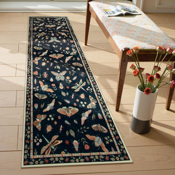 Insect Washable Entryway Runner Rug 2x6, Botanical Bug Hallway Rug