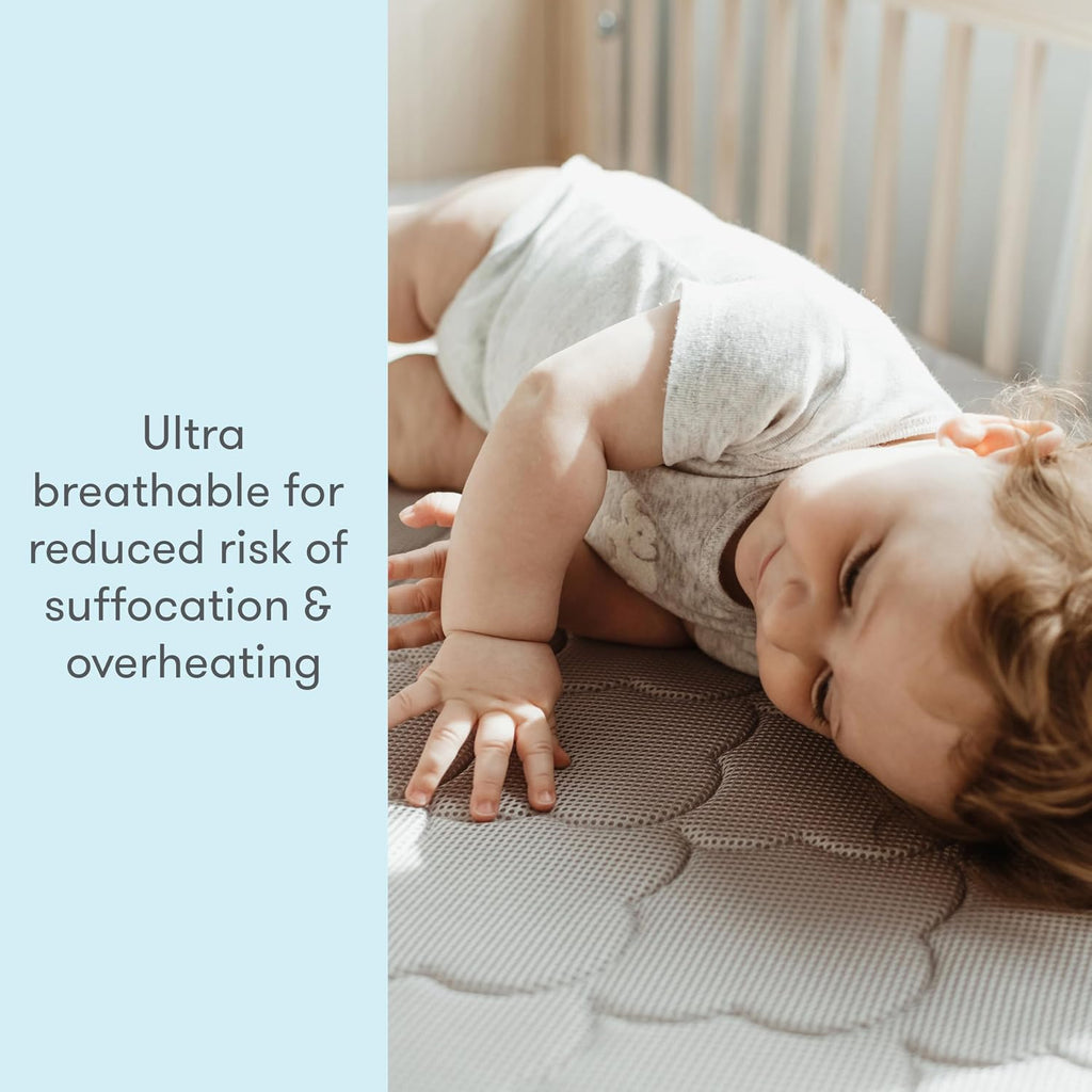 Crib Mattress & Toddler Bed, Breathable & Washable - Grey