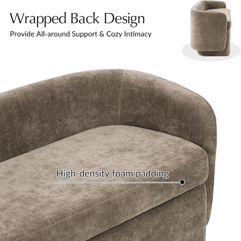 61" Bedroom Storage Bench with Low Backrest, Saddle | Upholstered Chenille End of Bed Bench, Large Storage Ottoman