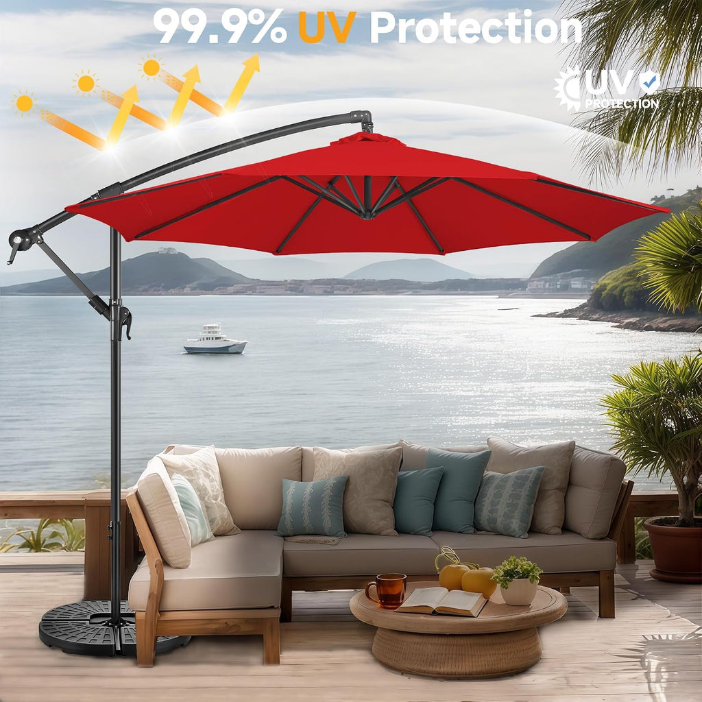10ft Cantilever Patio Umbrella Outdoor, Large Offset Umbrella with Crank and Cross Base