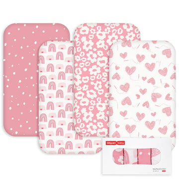 Bedside Sleeper Bassinet Sheets 33x20 Inch 4 Pack Girl Boy