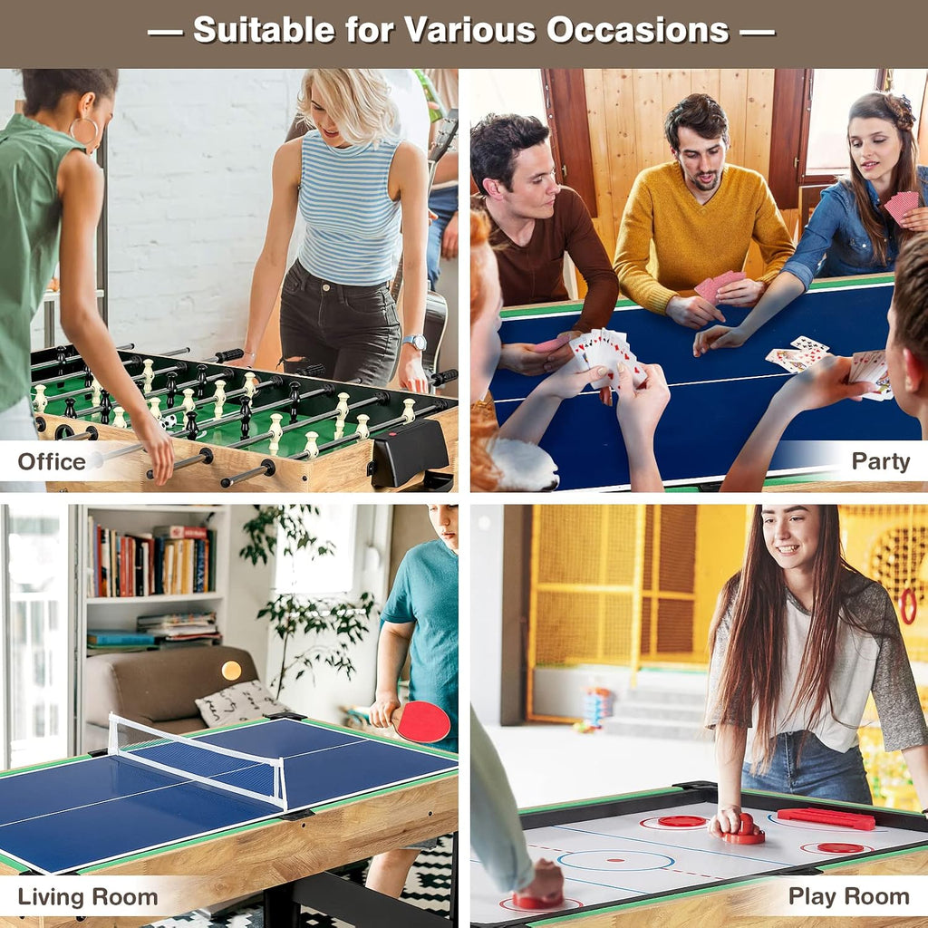 Multi Game Table, 10 in 1 Board Gaming Table with Ping Pong, Foosball, Air Hockey, Billiards, Card, Chess, Checkers