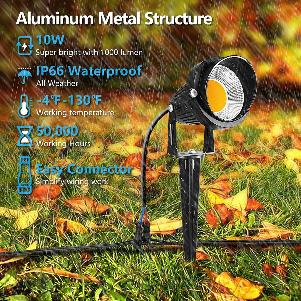 10W Low Voltage Landscape Lights LED Landscape Lighting with Connectors, 12V Outdoor Spotlights Yard Garden Pathway