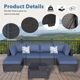 7 Piece Outdoor Patio Furniture Set, Outdoor Sectional Conversation Furniture Chair with Coffee Table