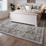 9x12 Rug Washable Boho Soft Large Area Rug Non-Slip Faux Wool Vintage Rug for Living Room, Farmhouse