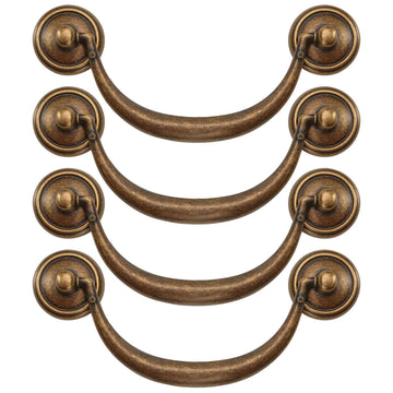 4.5" C-C Bail Handle Drop Pull Vintage Drawer - Antique Bronze Style Cabinet Dresser Knob Hardware, Zinc Alloy